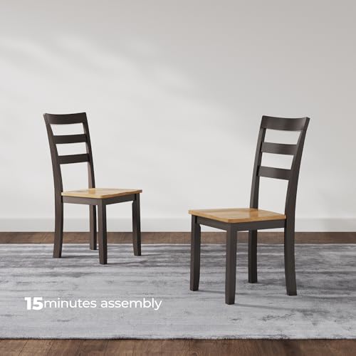 Signature Design by Ashley Gesthaven Solid Wood Frame Dining Chair, Set of 2, Natural/Brown - color: Light Brown & Dark Brown