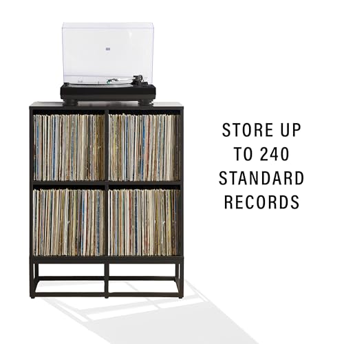 Crosley Furniture Enzo Record Storage Cube Bookcase, Vinyl Records Holder and Player Stand, Black