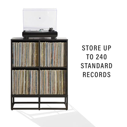 Crosley Furniture Enzo Record Storage Cube Bookcase, Vinyl Records Holder and Player Stand, Black