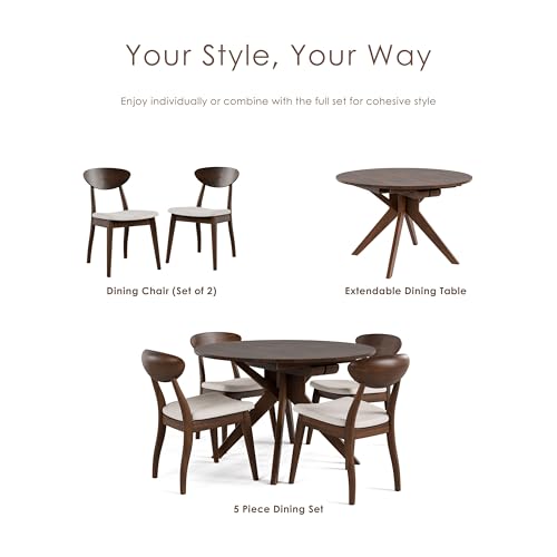 Furniture of America Nazaen V Mid-Century Modern Solid Wood 21.5-inch Side Chairs with Semi-Handmade, Perfect Round Radius and Upholstered Seat for Home Kitchen, Dining Room, Rich Walnut (Set of 2) - color: Rich Walnut, size: Style 5