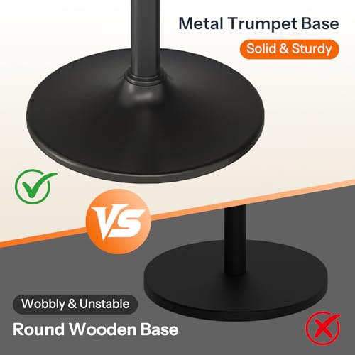 HOOBRO 2 Pcs Round Bar Table, 35" Tall Pub Table, with Non-Slip Base for Narrow Space, Bar Height Table for Kitchen, Easy to Assemble, Black BB57BTP201 - color: Black