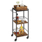 VASAGLE Kitchen Serving Cart with Removable Tray, 3-Tier Kitchen Utility Cart on Wheels with Storage, with Brakes, Leveling Feet, 11.8 x 13.7 x 33.9 Inches, Rustic Brown and Black ULRC062B01 - color: Rustic Brown + Black, size: 11.8"D x 13.7"W x 33.9"H