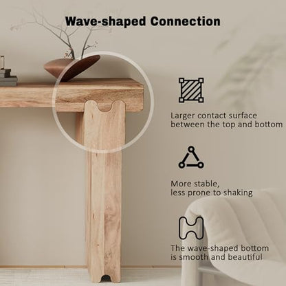 Merax Farmhouse Mango Wood Entryway Table, Minimalist Narrow Console Tables for Hallway, Living Room, Foyer, Easy Assemble, Natural - color: Natural