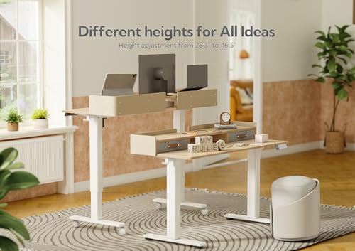 Claiks Standing Desk with Drawers, Stand Up Electric Standing Desk Adjustable Height, Sit Stand Desk with Storage Shelf and Splice Board, 48 Inch, Natural - color: Nature, size: 47.2×23.6