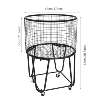 Wire Metal Deep Set Rolling Laundry Basket,Wire Laundry Basket With Wheels | Mesh Wire Laundry Basket Storage Cart for Bathroom Bedroom Dirty Clothes Storage (G) - size: G