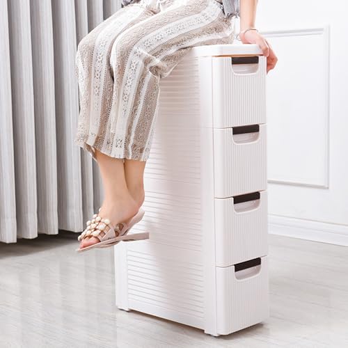 4 Drawers Slim Bathroom Storage Cabinet,Narrow Plastic Storage Cart,Rolling Dresser on Wheels for Living Room,Bathroom,Kitchen - size: 4 Drawers