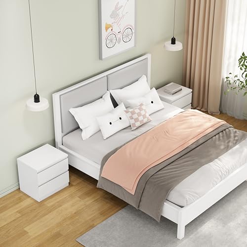 Nightstand with Drawers, Bedside Table with Drawers, Sofa Side Table Storage Cabinet, Night Stand for Bedroom Living Room (1, 2 Drawers White, 19.7" W×15.6" D×18.9" H) - color: 2 Drawers White