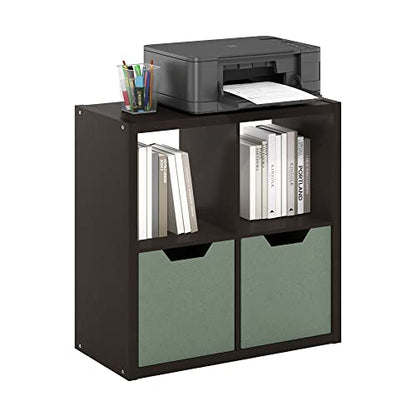 Furinno Cubicle Book Shelf, 4-Cube Bookshelf, Extra Thick Frame Reversible Bookcase with Open Back, 14.6 x 30 x 30, for Living Room, Bedroom, Home Office, Black Oak - color: Black Oak, size: 4-Cube