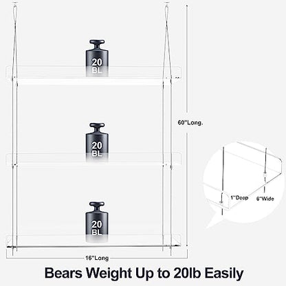2-Pack 3-Tier Clear Acrylic Hanging Window Plant Shelves for Indoor Use | Wall-mounted plant shelves for herbs, seedlings, flowers and potted plants. Maximizes window space for indoor growing. - size: 2 Pack-3 Tier