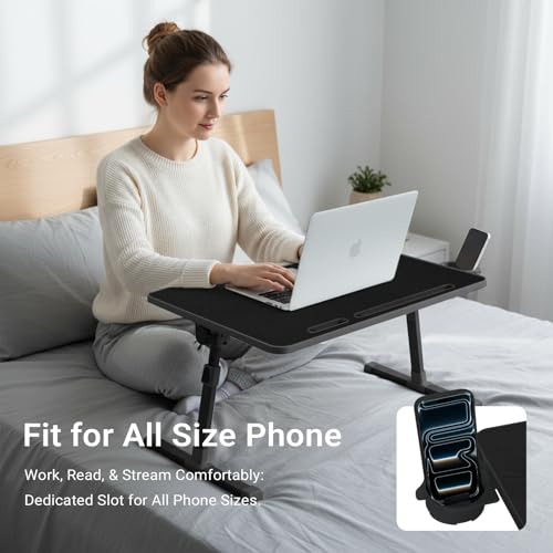 iXTRA Adjustable Laptop Lap Desk with Cooling Fan USB Light for Adults - color: Black,70x45cm