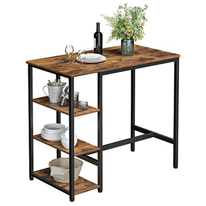 VASAGLE Bar Table with Sturdy Metal Frame, Easy Assembly, Industrial Design, 23.6 x 42.9 x 39.4 inches, Rustic Brown - color: Rustic Brown + Ink Black, size: 42.9"W, style: Industrial