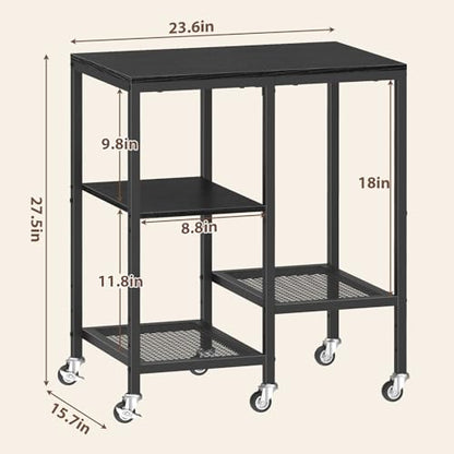 OGEMXU Kitchen Microwave Cart,Microwave Stand with Wheels,Coffee Bar Table Station,4-Tier Rolling Baker's Rack,Small Appliance Storage Shelf,Utility Side Table for Kitchen,Living Room (Black) - color: Black