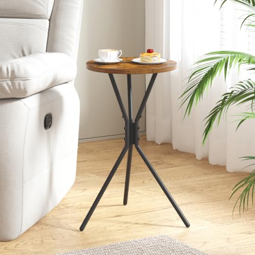 TUTOTAK Small Round End Table, Mini Side Table, Drink Table, Pedestal Table | for Small Spaces, Accent Nightstand, livingroom, Bedroom, Brown TB01BB098 - color: Brown, size: 1 Pack, style: Triangle