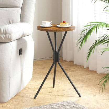 TUTOTAK Small Round End Table, Mini Side Table, Drink Table, Pedestal Table | for Small Spaces, Accent Nightstand, livingroom, Bedroom, Brown TB01BB098 - color: Brown, size: 1 Pack, style: Triangle
