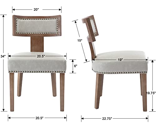 RIVOVA Mid Century Modern Dining Chairs Set of 4, Farmhouse Dining Chairs with Nailhead Trim, Faux Leather Upholstered Dining Room Chairs Kitchen Chairs with Wood Legs, Grey - color: Grey Nailhead