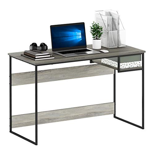 FURINNO Moretti Lifestyle Study Desk, 45 Inches, French Oak Grey - color: French Oak Grey, size: 45 inches