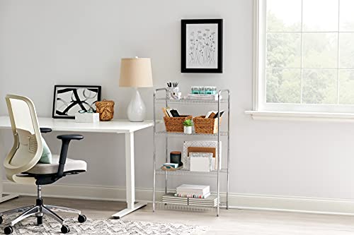 Rubbermaid 4-Tier Heavy Duty Wire Shelf, Satin Nickel, Easy Assemble with Hardware Included, for Food/Laundry/Closet Home Storage Use - style: Storage Shelf