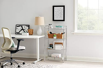 Rubbermaid 4-Tier Heavy Duty Wire Shelf, Satin Nickel, Easy Assemble with Hardware Included, for Food/Laundry/Closet Home Storage Use - style: Storage Shelf