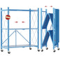 DEANIC 3 Tier Foldable Storage Shelves with Wheels, Kitchen Appliance Stand, Freestanding Metal Wire Shelf Rack, No Assembly Organizer Rolling Cart for Garage, Basement, Pantry(Blue) - color: Blue