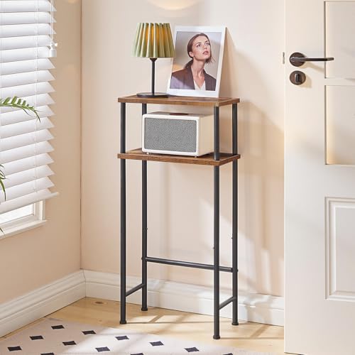 HOOBRO Narrow Console Table for Small Space, 15.7" Entryway Table with Storage, Sofa Table with 2 Shelves, Skinny Console Table for Entryway, Hallway, Living Room, Rustic Brown and Black BF40XG01 - color: Rustic Brown + Black