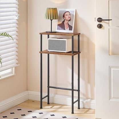 HOOBRO Narrow Console Table for Small Space, 15.7" Entryway Table with Storage, Sofa Table with 2 Shelves, Skinny Console Table for Entryway, Hallway, Living Room, Rustic Brown and Black BF40XG01 - color: Rustic Brown + Black