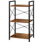 HCHQHS Small Bookshelf, Adjustable 3-Tier Industrial Bookcase, Rustic Open Book Shelf, Wood and Metal Horizontal Bookshelves - color: Rustic Brown, size: 3-Tier (16.5"W x 31.5"H, Adjustable)