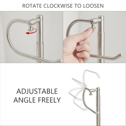 RFOUO Hand Towel Holder Stand, Towel Racks for Bathroom, Brushed Nickel | Stainless Steel, Adjustable 16.5-26 Inch,Heavy base,Space Saving Standing Towel Rack For Bathroom Kitchen Vanity Countertops - color: Brushed Nickel