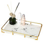 Dobbyby Vanity Tray Makeup Organizer Cosmetics Storage Bathroom Skincare Organizer Countertop Display Rack in Dresser Stainless Steel Shelf Marble Print Ceramic Trays - color: 1 Tier-gold