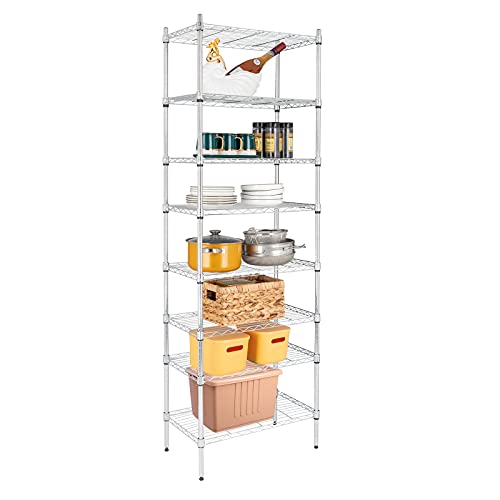8-Tier Shelf, Adjustable Wire Metal Rack Shelving, Heavy Duty Standing Storage Shelves, Garage, Kitchen, Office, Bathroom, Shelfs Easy Assembly, 24" W x 14" D x 71" H, Chrome - color: Chrome, size: 8-tier 23.62"W x 13.78"D x 70.87"H