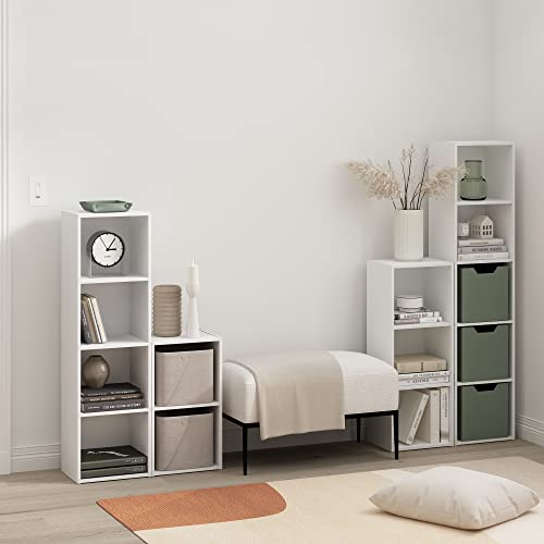 Furinno PASIR Book Shelf, 2-Tier Modern Bookshelf, Open Shelves Cube Bookcase, 9 x 12 x 21, Easy Assembly, Closed Back, for Living Room, Bedroom, Home Office, Plain White - color: Plain White, size: 2-Cube, 9 x 12 x 21