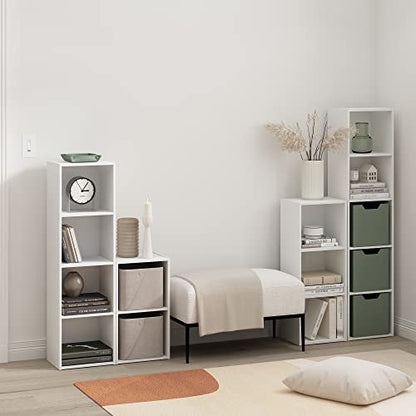 Furinno PASIR Book Shelf, 2-Tier Modern Bookshelf, Open Shelves Bookcase 9 x 12 x 21, Easy Assembly, for Living Room, Bedroom, Home Office, White - color: White, size: 2-Cube