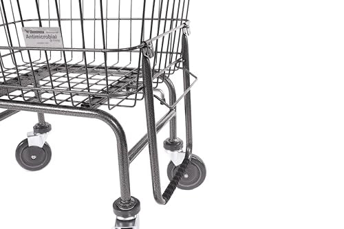 Rolling Laundry Cart with Wheels, Metal Wire Basket, Heavy Duty Utility Cart (Grey) - color: Gray
