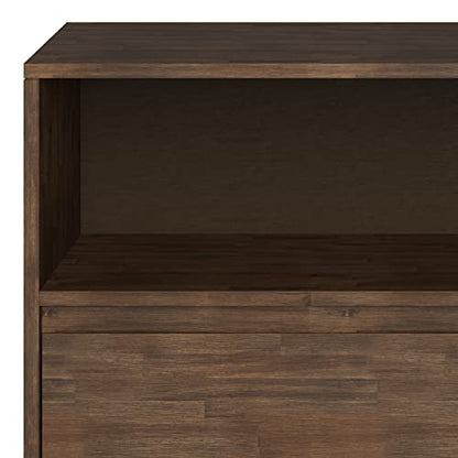SIMPLIHOME Chase Bookcase - 30 inch Tall Solid Acacia Wood and Metal Low Bookshelf in Rustic Natural Aged Brown, Modern Industrial Storage for Living Room or Office with Open Shelves and Metal Frame
