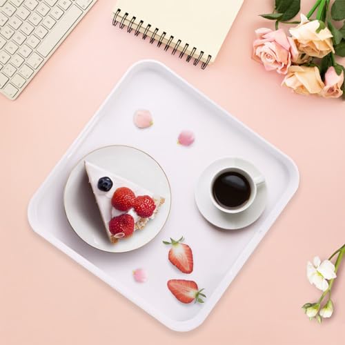 Square White Serving Tray, Ottoman Tray for Coffee Table - color: S-white, size: 13" x 13" x 1.6"
