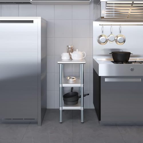 Stainless Steel Work Table with Double Undershelf – Compact Commercial Prep Table for Kitchen, Restaurant, Bakery – NSF Certified (24 x 15) - size: 24x15