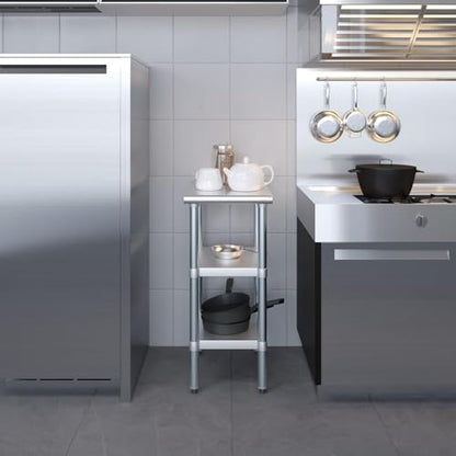 Stainless Steel Work Table with Double Undershelf – Compact Commercial Prep Table for Kitchen, Restaurant, Bakery – NSF Certified (24 x 15) - size: 24x15