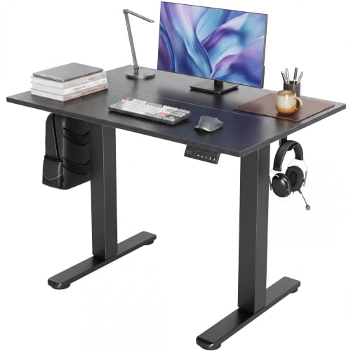 Claiks Electric Standing Desk, 40 x 24 Inch Height Adjustable Sit Stand Desk for Home Office, Computer Desk with Memory Presets, Cable Management & Headphone Hooks, 156 lbs Capacity, Black - color: Black, size: 40 Inch