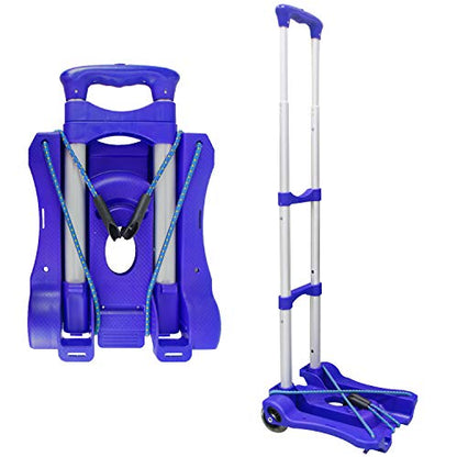 Sutekus Folding Hand Truck and Dolly 110-lbs Lightweight Portable Luggage Cart for School Travel Office Moving (Blue) - color: Blue