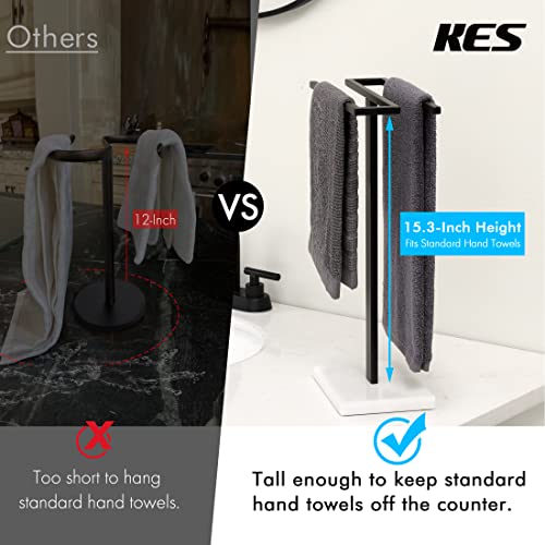 KES Black Hand Towel Holder, Free Standing Towel Rack Towel Stand S-Shape with Marble Base for Bathroom Countertop SUS304 Stainless Steel Matte Black, BTH223-BK - color: Matte Black