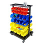 6-Tier Dual-Sided Rolling Bin Rack, Heavy Duty Steel Organizer Shelf with Locking Casters & 60 Bins, 350 lbs Capacity for Garage, Workshop & Hardware Tools (6-Tiers) - size: 6-Tiers