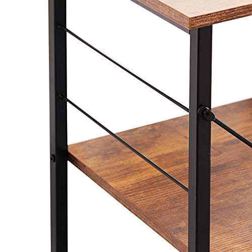 sogesfurniture 3-Tier Kitchen Baker's Rack Utility Shelf Microwave Oven Stand Storage Cart Workstation Shelf 3-Tier Kitchen Utility Cart on Wheels with Storage, Rustic Brown - color: Rustic Brown