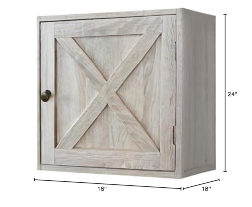 Rainbow Sophia Nightstand, Farmhouse Bedside Table with Cabinet and Shelves, 18 x 18 x 24 Inches, White Oak - color: White Oak