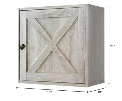 Rainbow Sophia Nightstand, Farmhouse Bedside Table with Cabinet and Shelves, 18 x 18 x 24 Inches, White Oak - color: White Oak