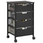 Rolling Cart with Drawers, Wooden Top and Front, with Wheels Metal Under Desk Storage Cart with 4 Drawers, for Office, Bedroom, Classroom, Home, Black - color: Black