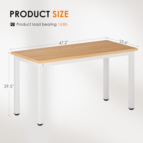 Need Office Computer Desk - 47 Inches Modern Simple Heavy Duty Working Study Table,Modern Simple Style PC Writing Table,Home Office Writing Small Desk Perfect for Training/Card/Meeting Teak&White - color: Teak & White Frame