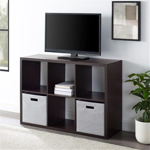 Riverbay Furniture 44" H Transitional Wood Storage Cabinet with 6 Inner Cube Areas, Some Assembly Required, in Espresso Finish - size: 6 Cubby