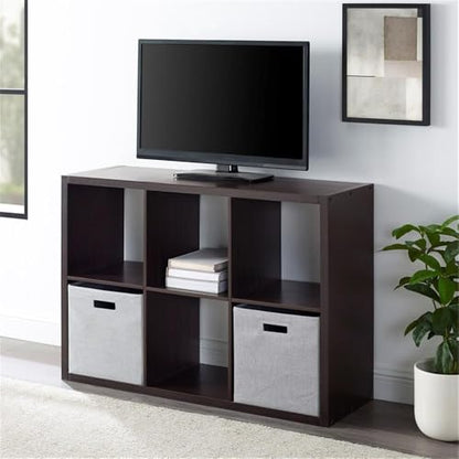Riverbay Furniture 44" H Transitional Wood Storage Cabinet with 6 Inner Cube Areas, Some Assembly Required, in Espresso Finish - size: 6 Cubby