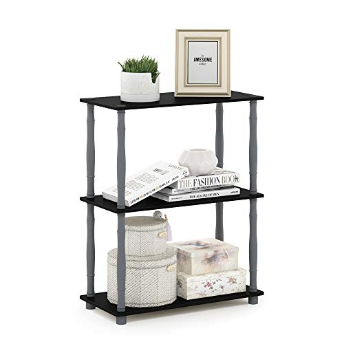 Furinno Turn-N-Tube 3-Tier Compact Multipurpose Shelf Display Rack with Classic Tube, Black/Grey - color: Black/Grey, size: 3-Tier Classic Tube