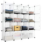 Aeitc Cube Storage Organizer Storage Cubes Add Wire Panel DIY Stackable Cubes Plastic Organizing Modular Cabinet Bookcase Cubby Closet Shelf for Bedroom, Living Room,16 White Cube with Door