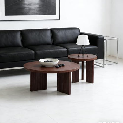 Nesting Coffee Table Set of 2, Burgundy | Modern Wooden Coffee Table, Circle Tea Table and End Table Set, Accent Center Tables for Living Room, Office - color: Burgundy, style: Coffee Table Set of 2